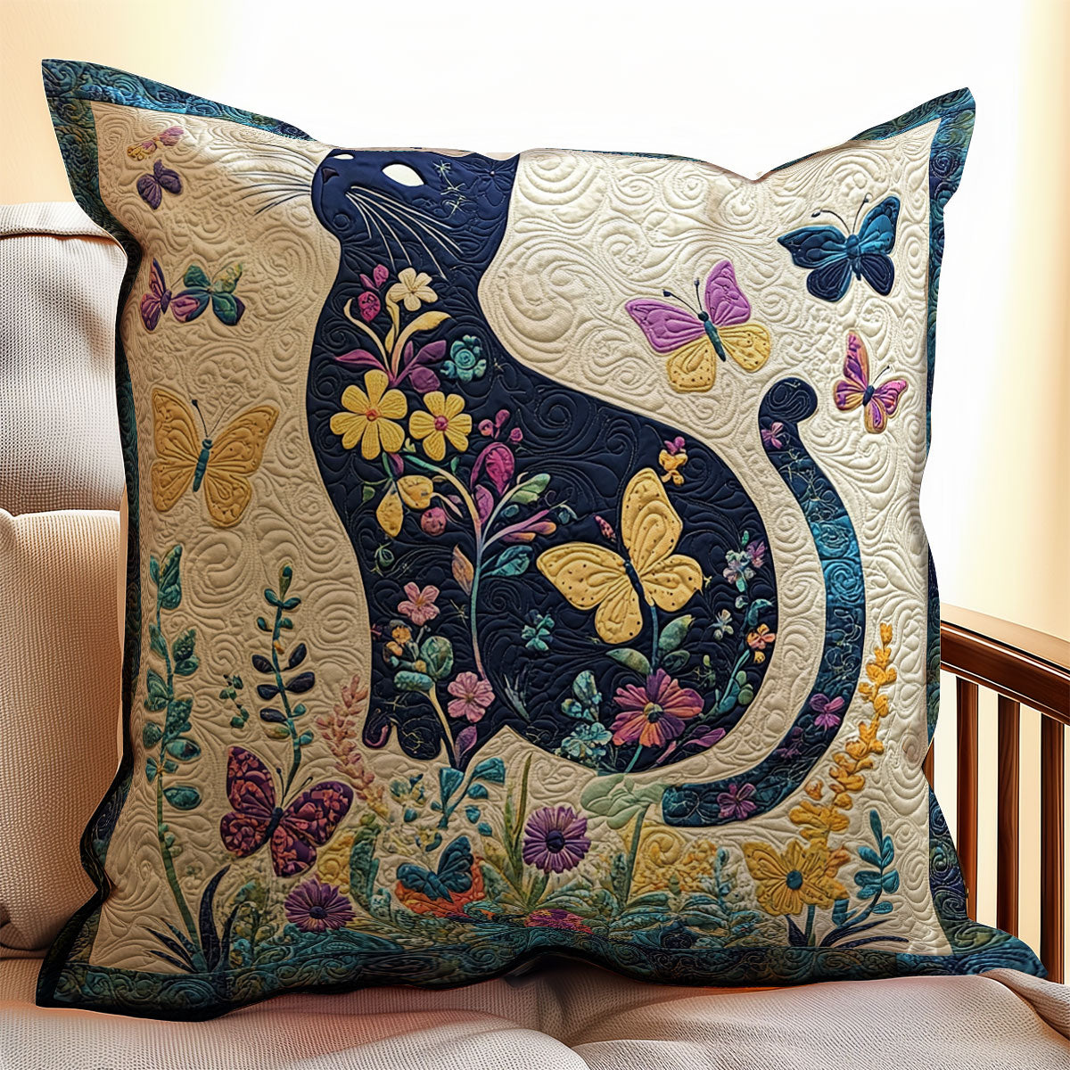 Floral Cat WX2802084CL Quilt Pillow Case