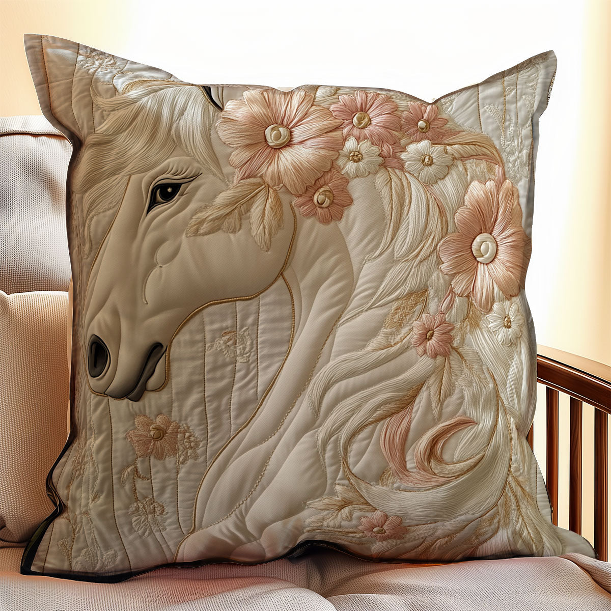 Floral Horse WX1902041CL Quilt Pillow Case