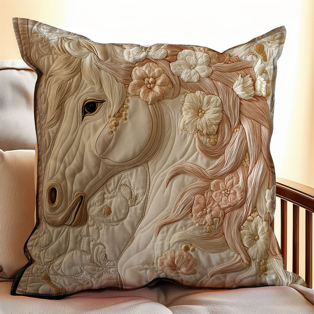 Floral Horse WX1902043CL Quilt Pillow Case