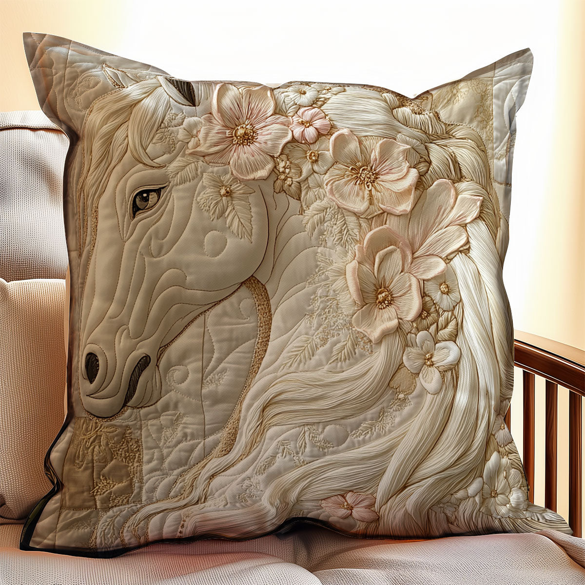 Floral Horse WX1902045CL Quilt Pillow Case