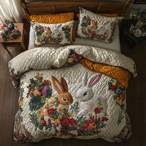 Flower Bunny Pair WJ0803039CL Duvet Cover Set