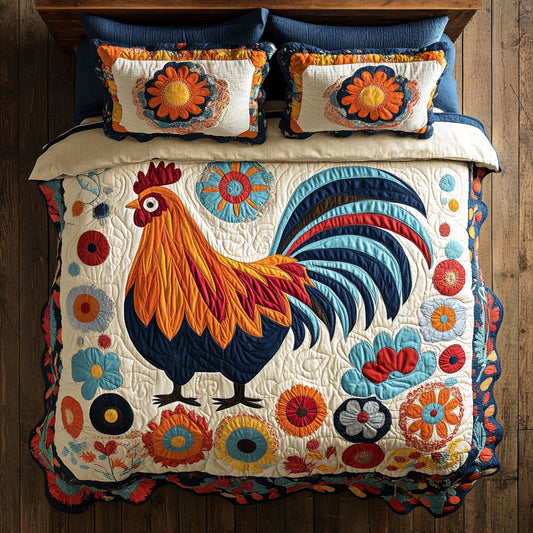 Folk Art Chicken WJ1003031CL Duvet Cover Set