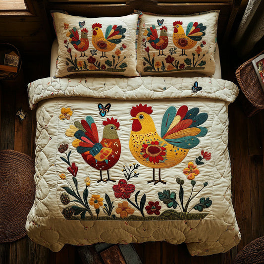 Folk Art Chicken WJ1203039CL Duvet Cover Set