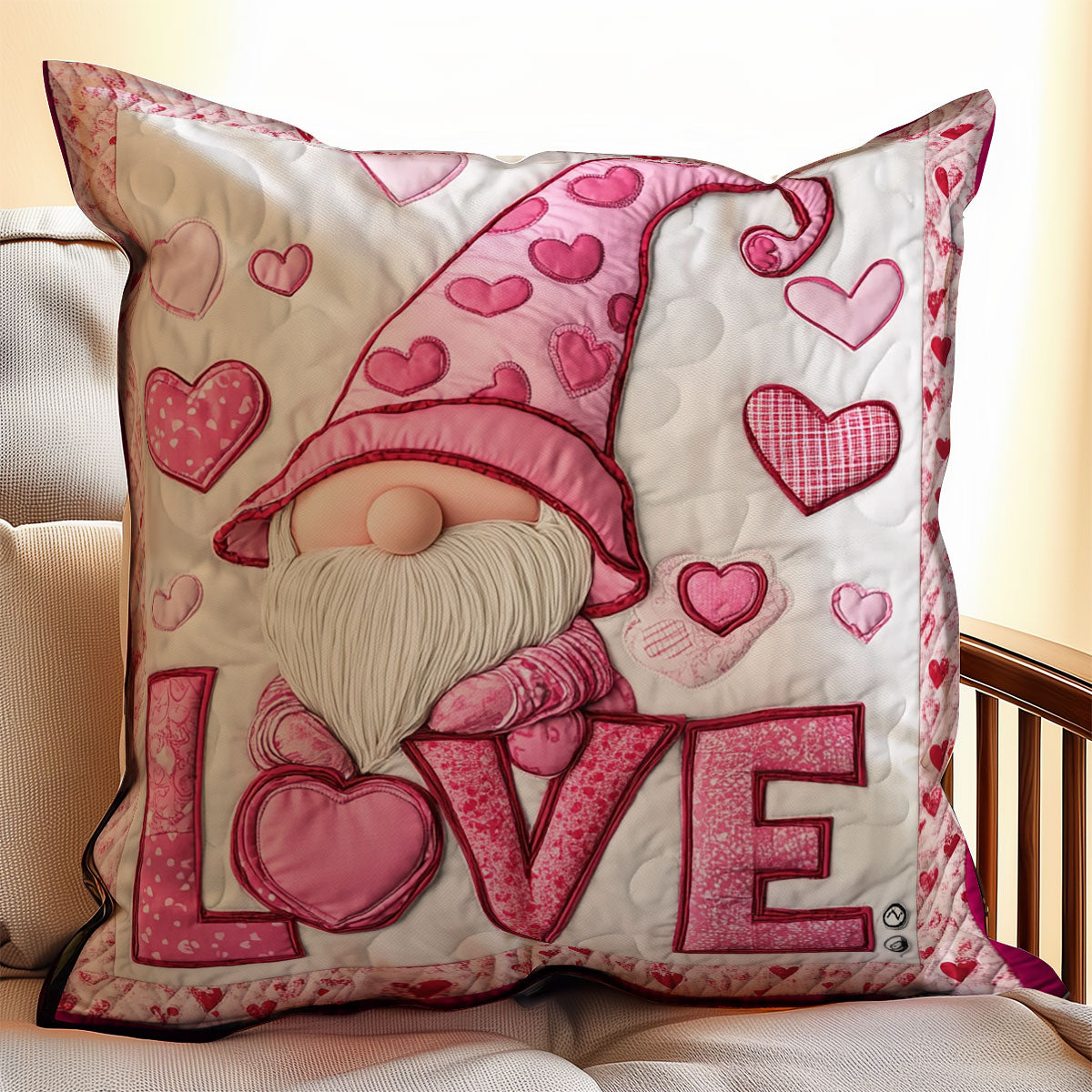 Gnome Valentine WX2101078CL Quilt Pillow Case