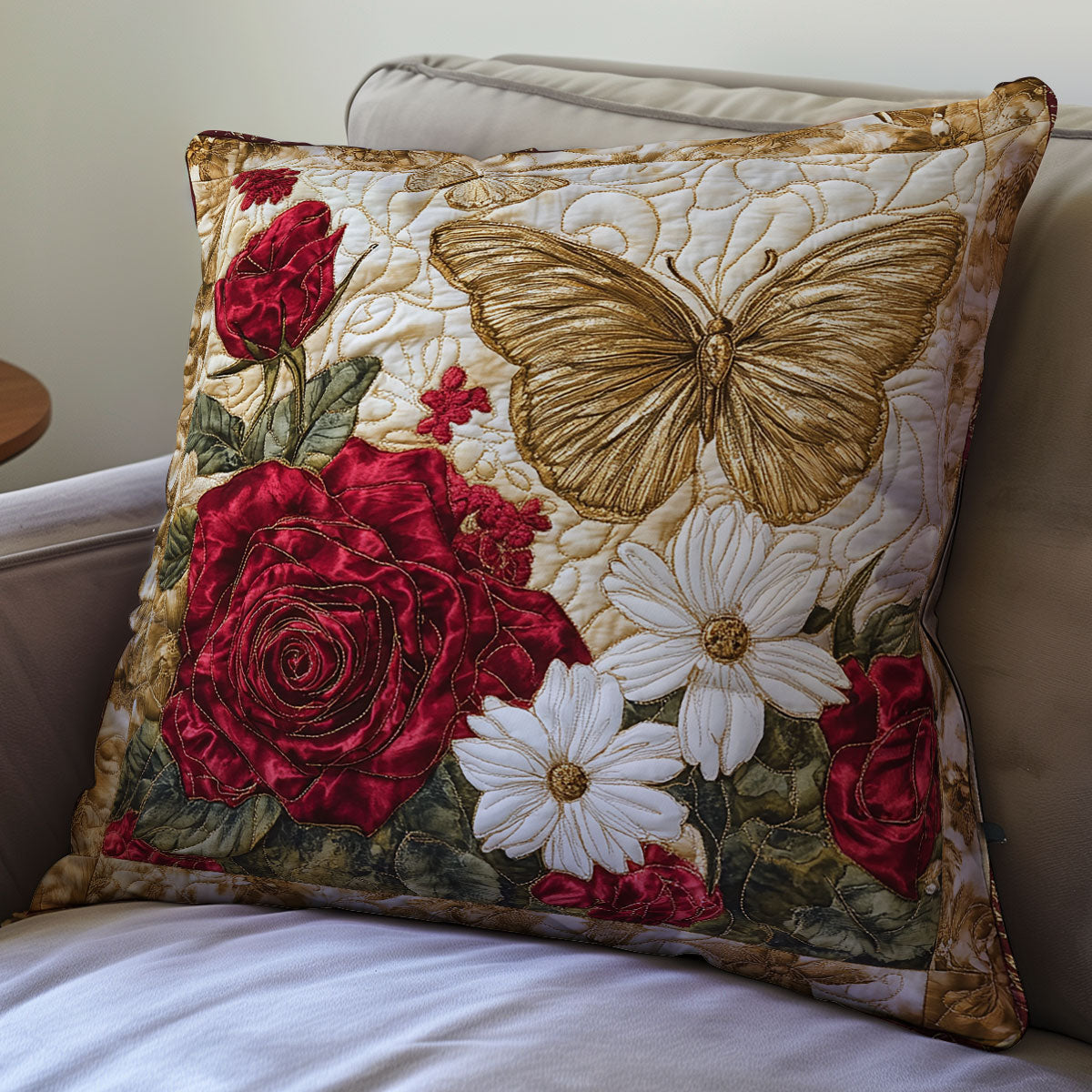 Gold Butterfly WX0501134CL Quilt Pillow Case