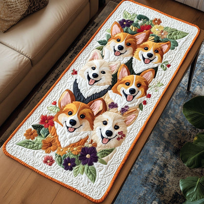 Happy Corgi WX2102143CL Quilted Table Runner