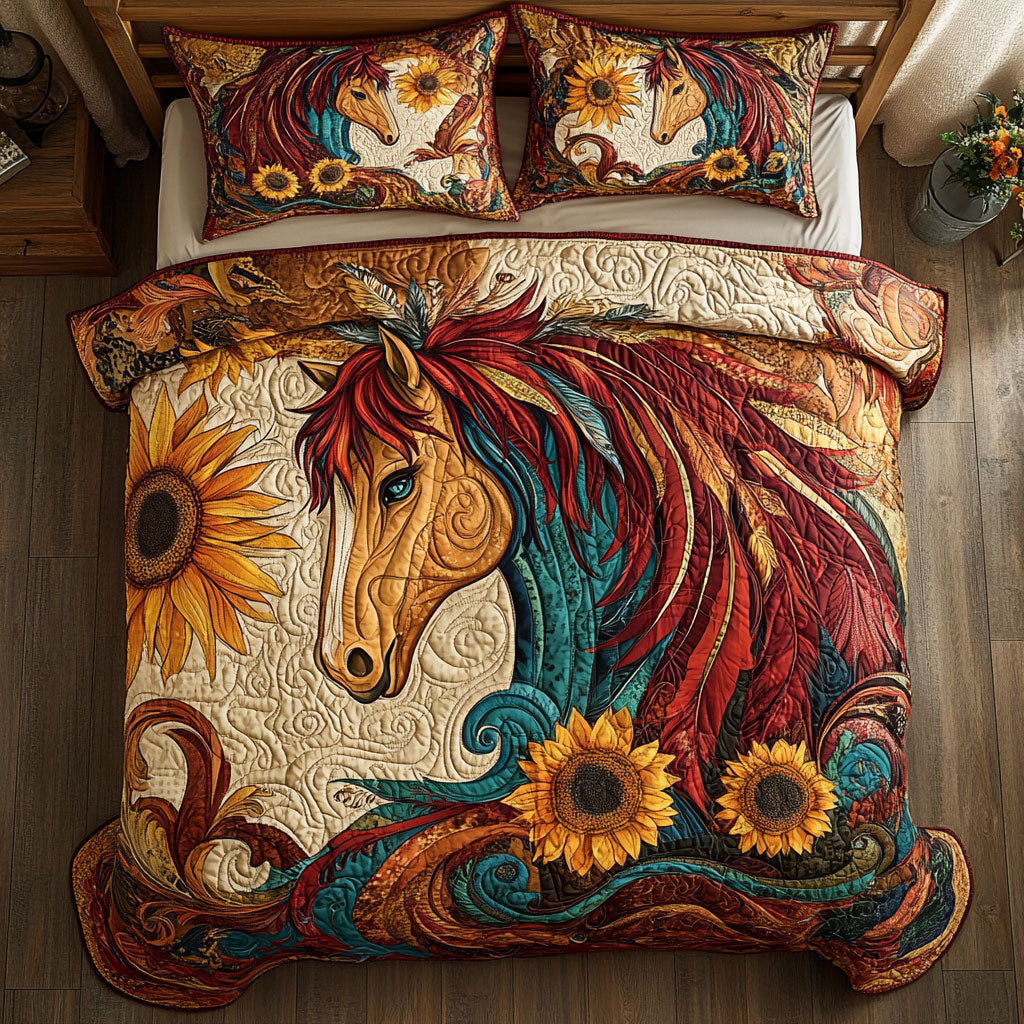 Horse Sunflower WX1701117CL Duvet Cover Set