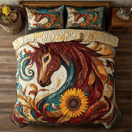 Horse Sunflower WX1701118CL Duvet Cover Set