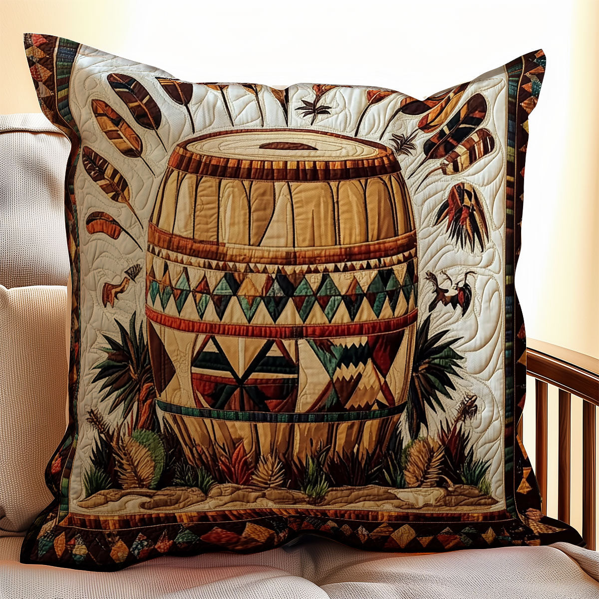 Native American Drum WX0602162CL Quilt Pillow Case