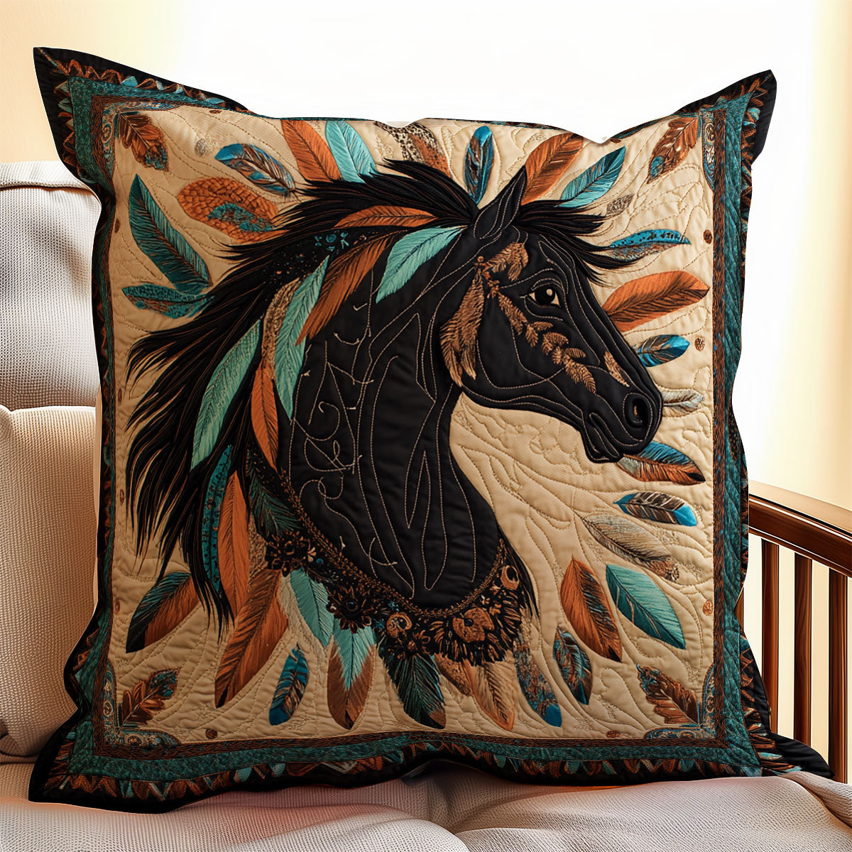 Native American Horse WX1902075CL Quilt Pillow Case