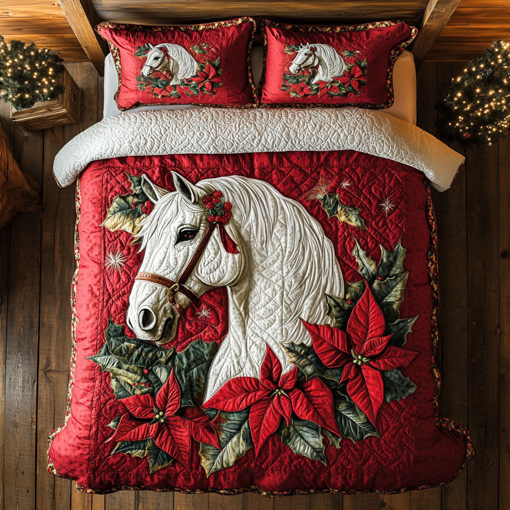 Poinsettia Horse WX2301074CL Duvet Cover Set