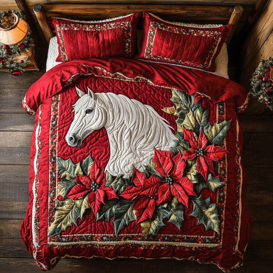 Poinsettia Horse WX2301075CL Duvet Cover Set