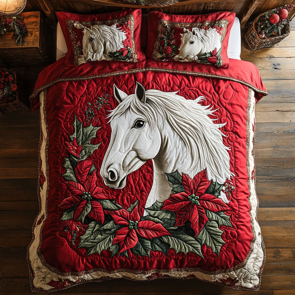 Poinsettia Horse WX2301076CL Duvet Cover Set