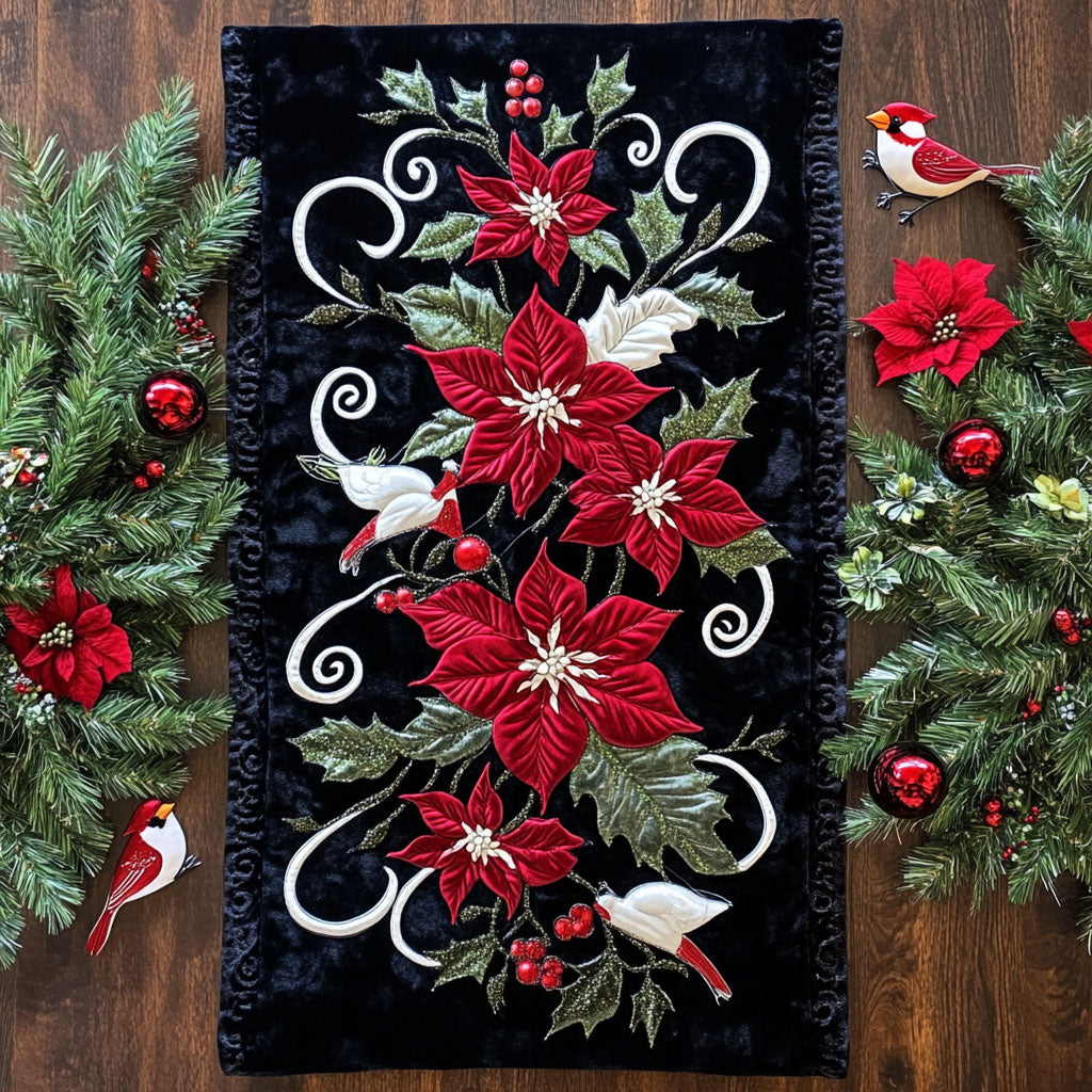 Poinsettia WX2102149CL Quilted Table Runner