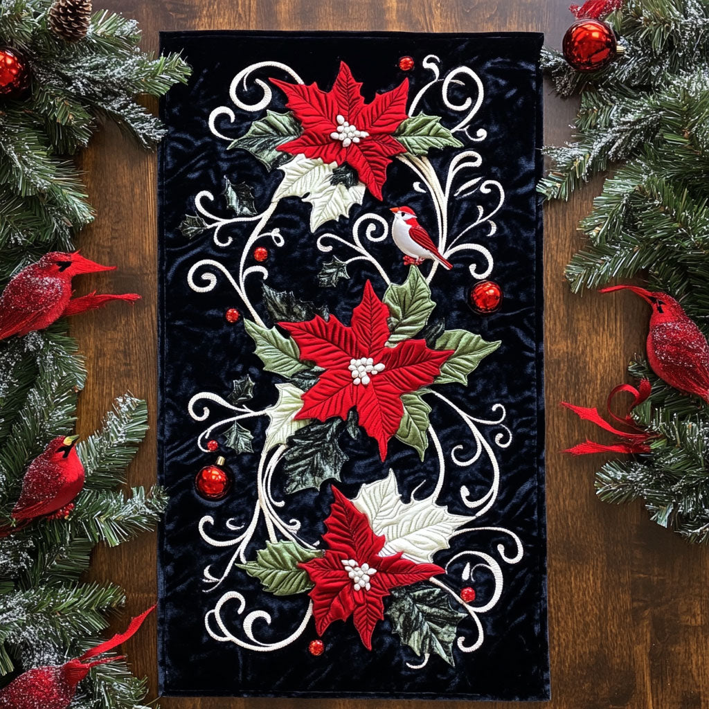 Poinsettia WX2102150CL Quilted Table Runner