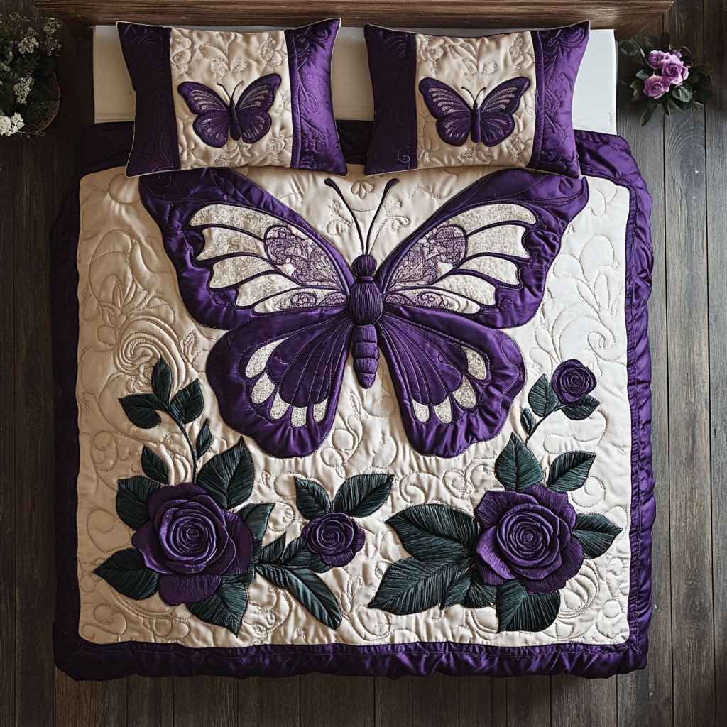 Purple Butterfly WJ1302034CL Duvet Cover Set