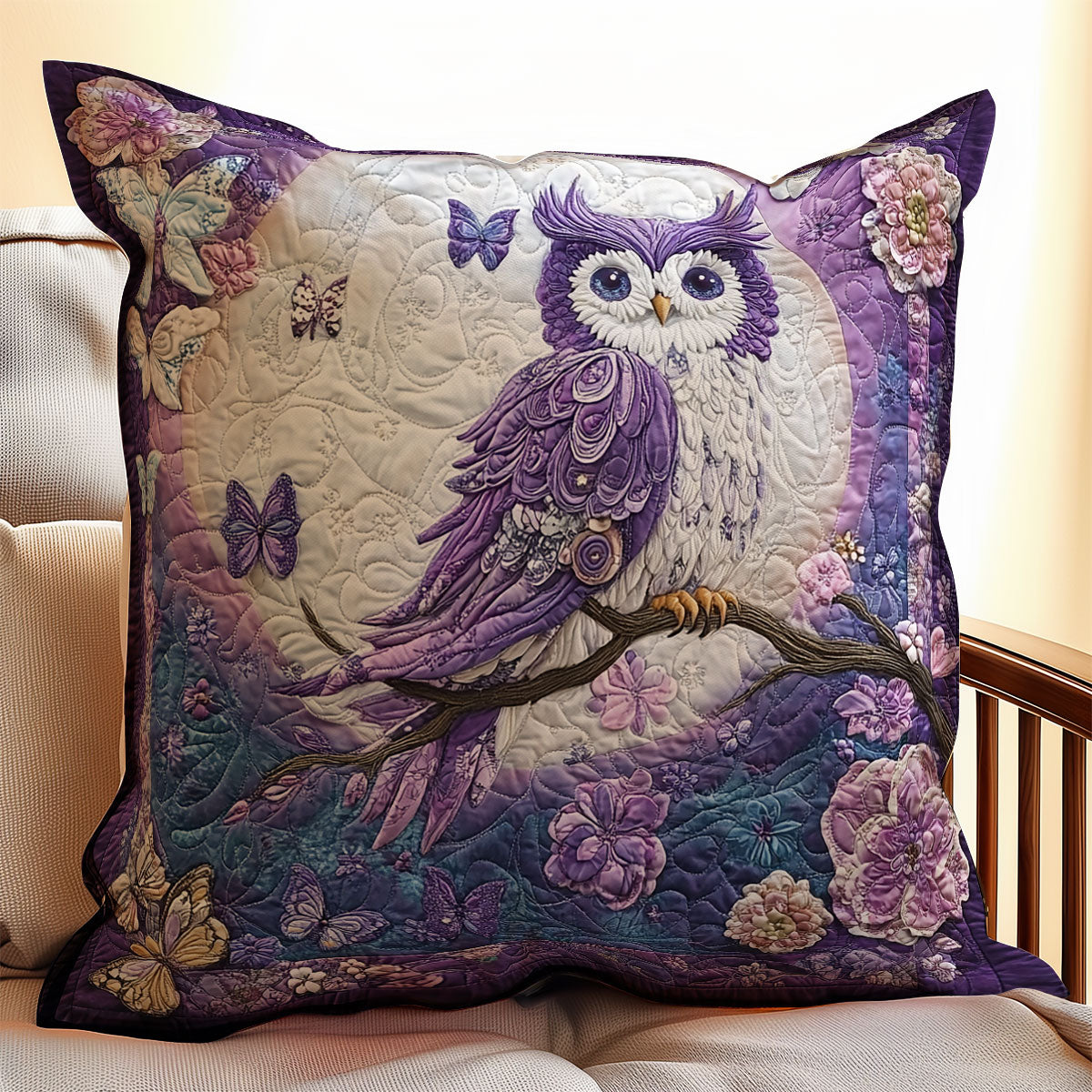 Purple Owl WX1302355CL Quilt Pillow Case