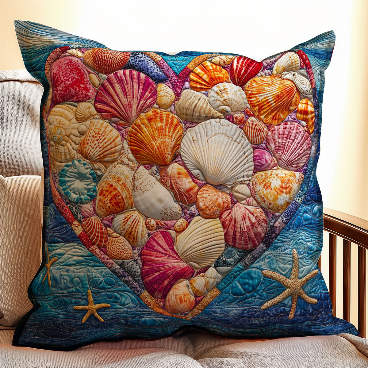 Seashell Heart WX2702163CL Quilt Pillow Case