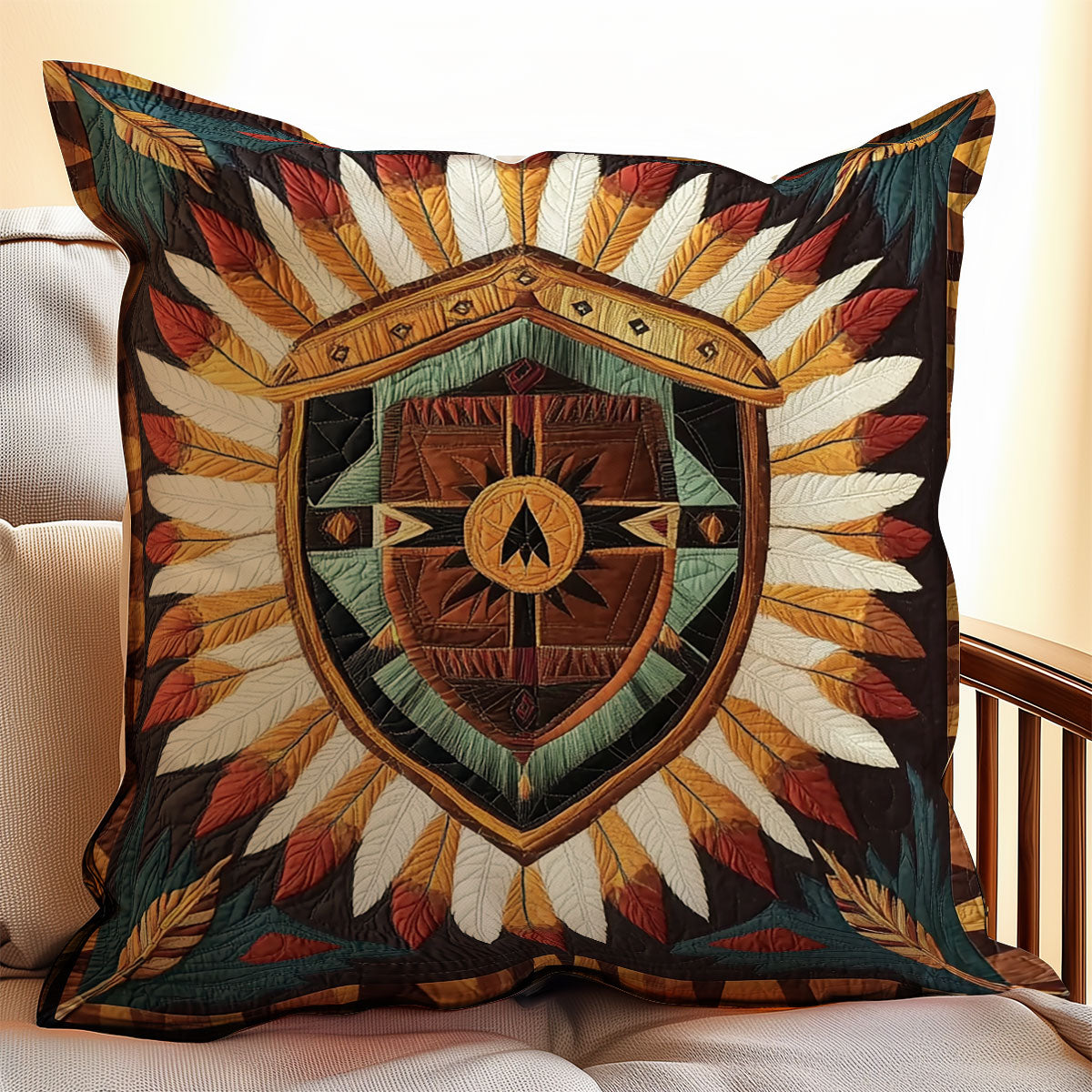 Shield Native American WX0602179CL Quilt Pillow Case