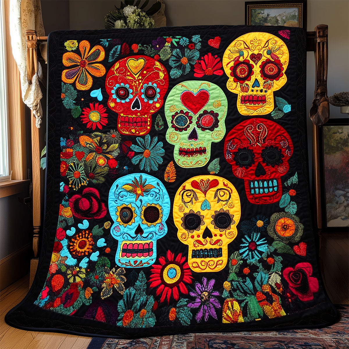 Skull Day Of The Dead WX1302160CL Quilt