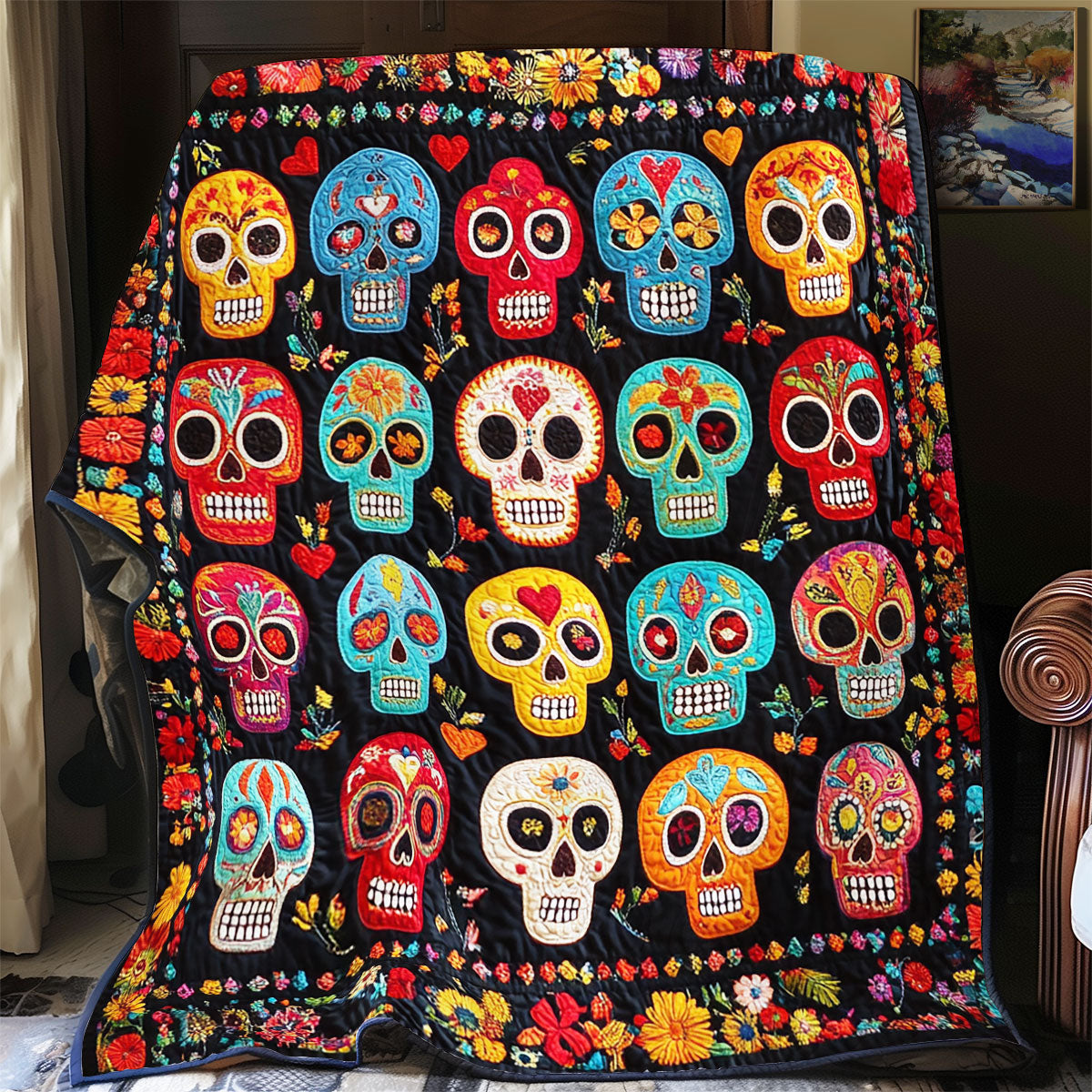 Skull Day Of The Dead WX1302161CL Quilt