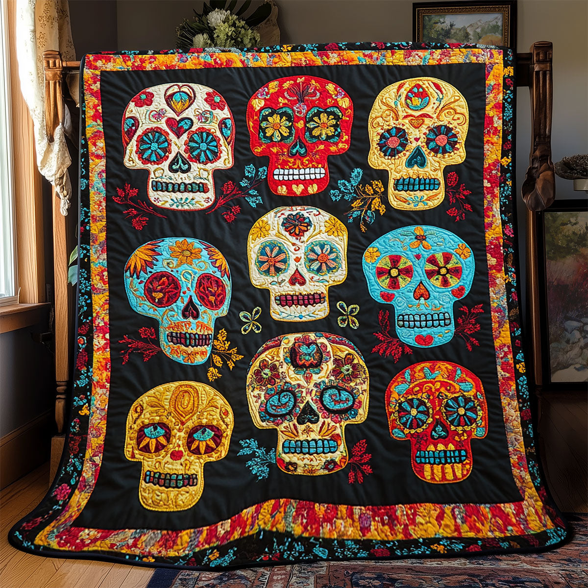 Skull Day Of The Dead WX1302162CL Quilt