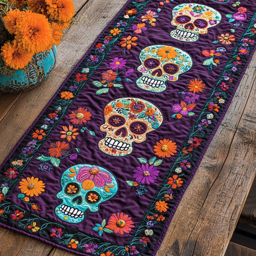 Skull Day Of The Dead WX2102158CL Quilted Table Runner