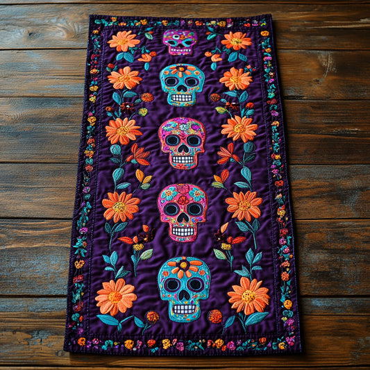 Skull Day Of The Dead WX2102159CL Quilted Table Runner