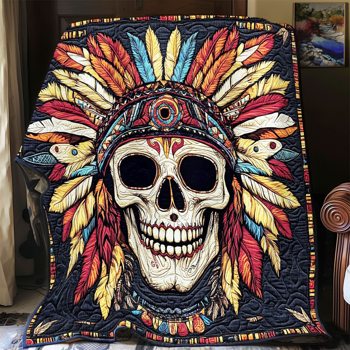 Skull Native American WX0802070CL Quilt