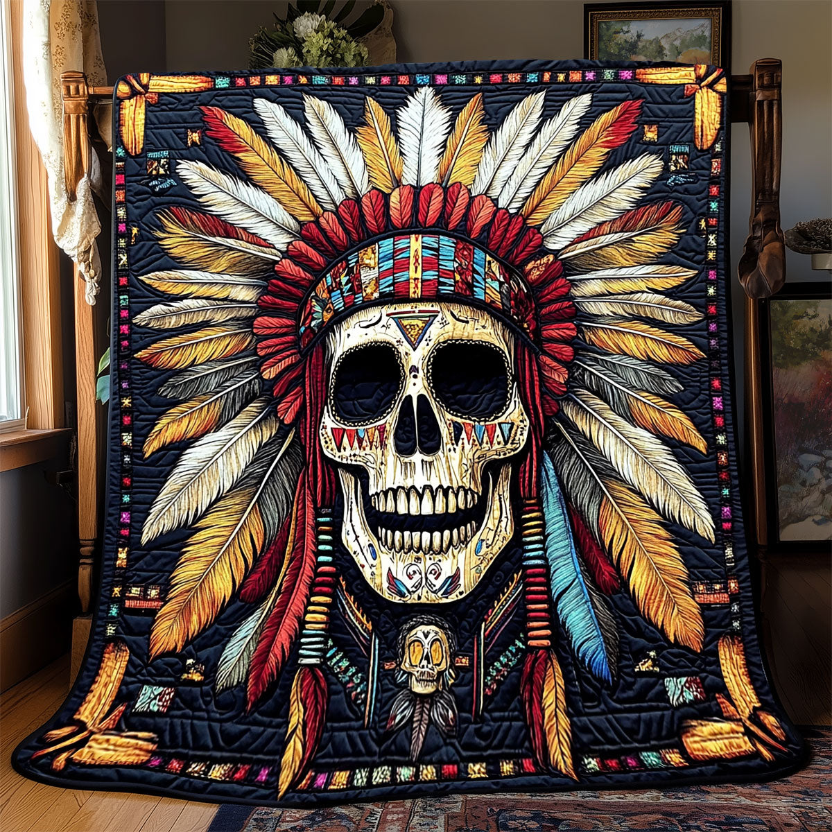 Skull Native American WX0802071CL Quilt