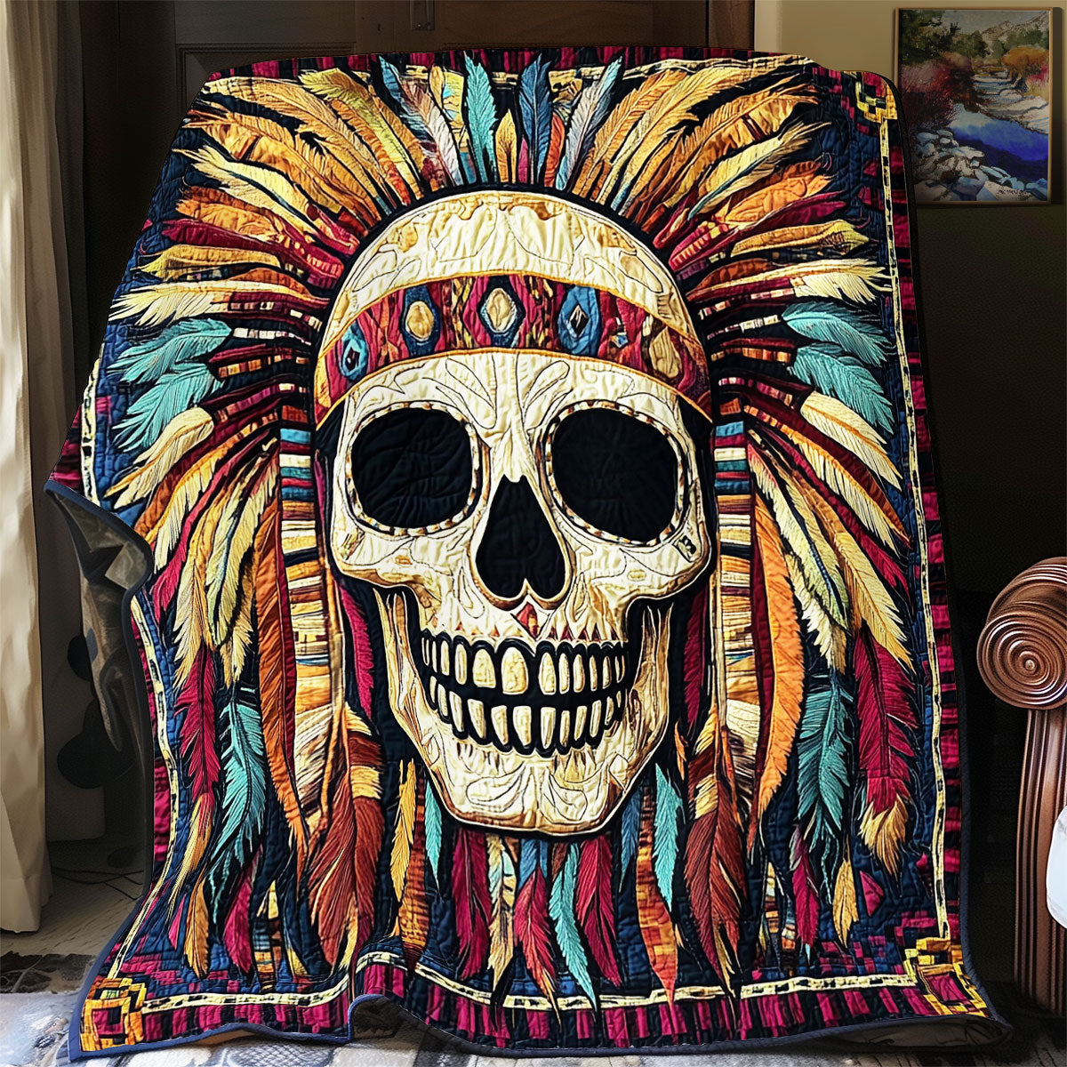 Skull Native American WX0802072CL Quilt