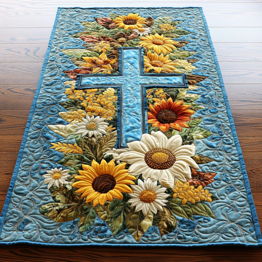 Sunflower Cross WX2102162CL Quilted Table Runner