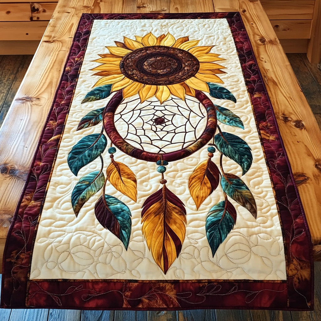 Sunflower Dreamcatcher WX2402165CL Quilted Table Runner