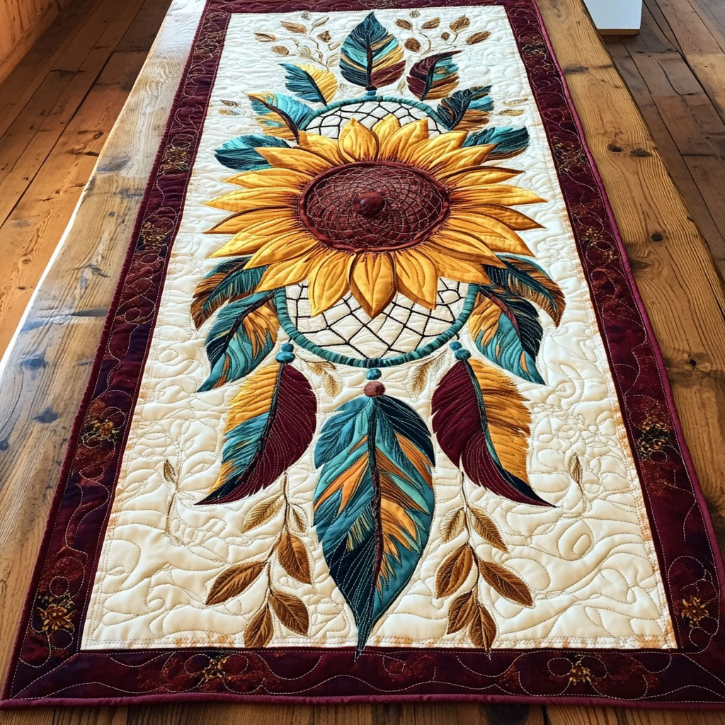 Sunflower Dreamcatcher WX2402167CL Quilted Table Runner