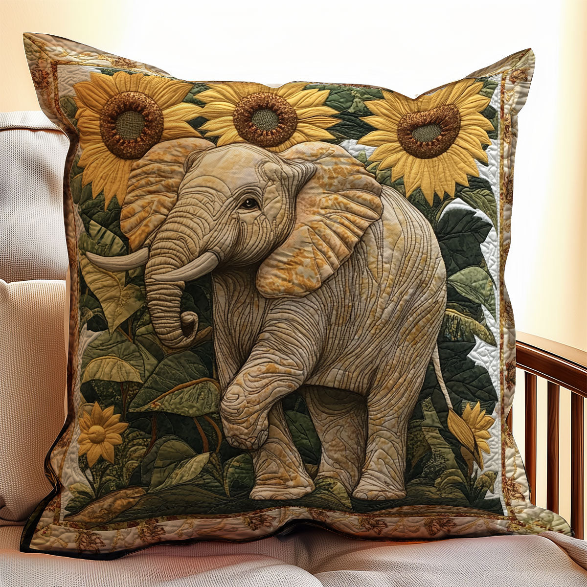 Sunflower Elephant WX0802194CL Quilt Pillow Case