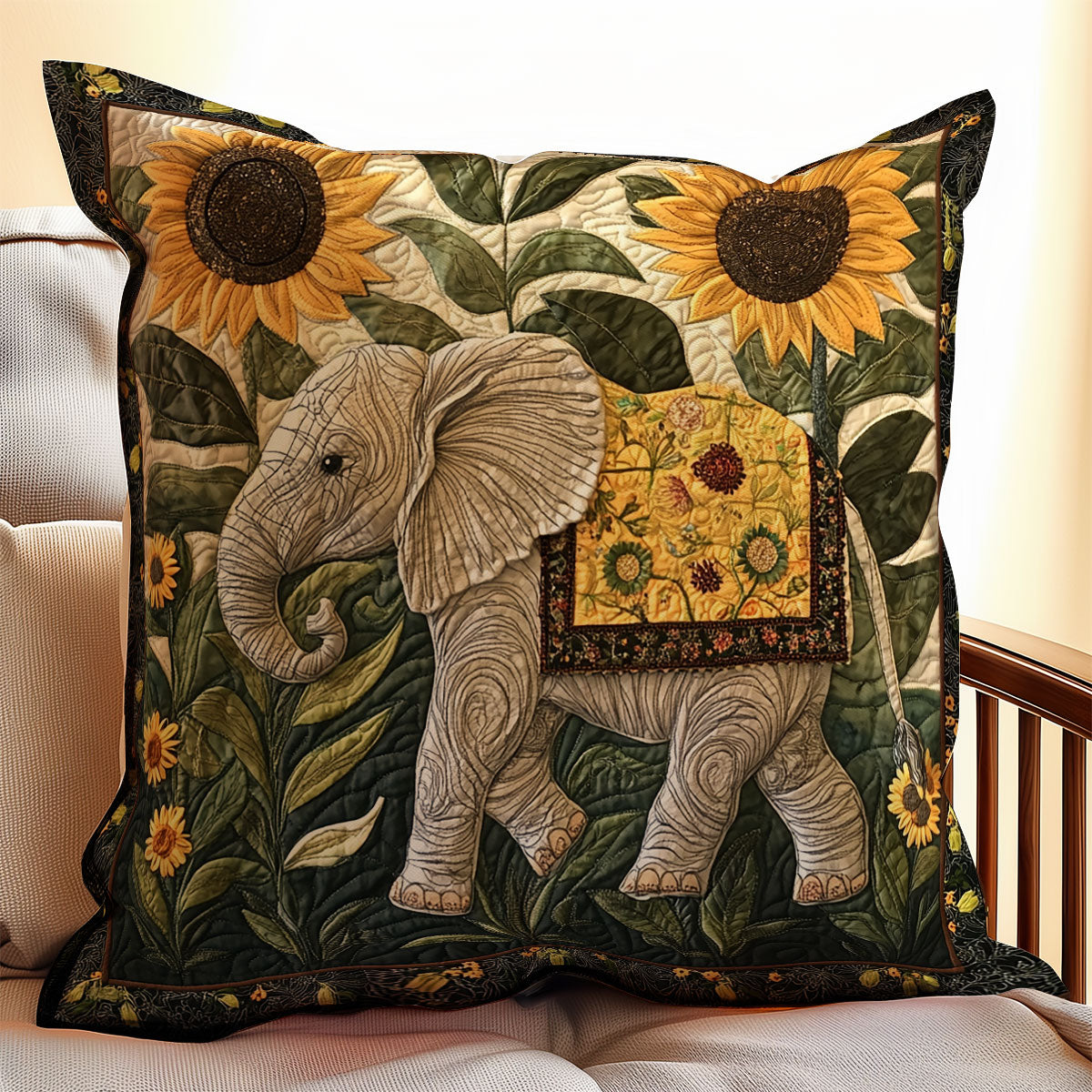 Sunflower Elephant WX2702167CL Quilt Pillow Case