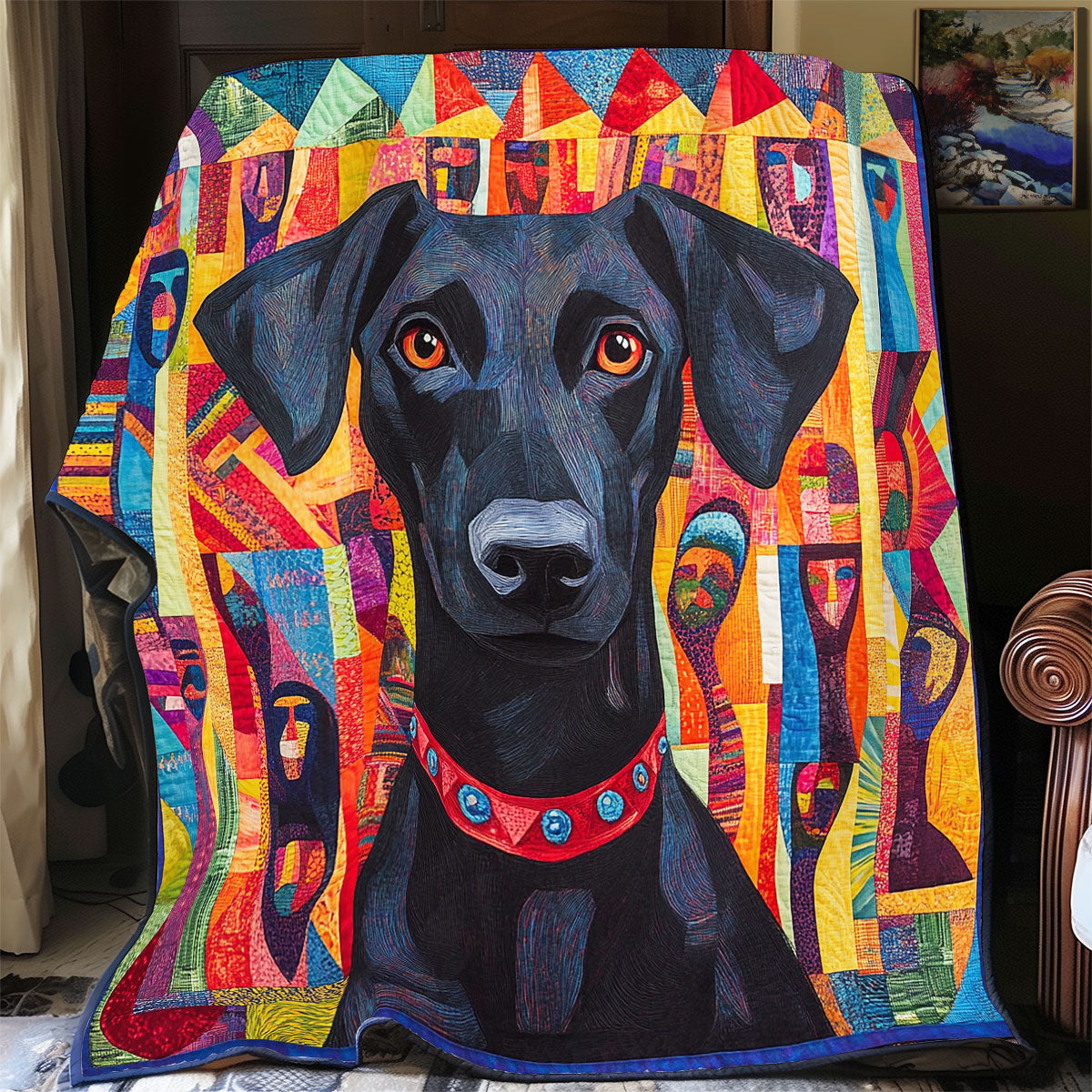 Vibrant Black Dog WX1802092CL Quilt