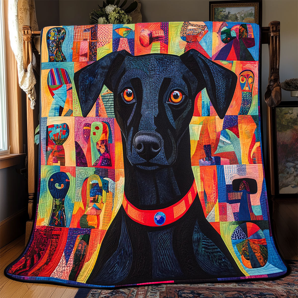 Vibrant Black Dog WX1802093CL Quilt