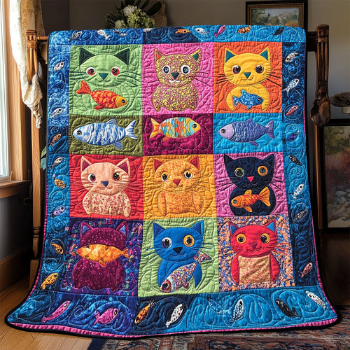 Vibrant Cute Cat WX1302186CL Quilt