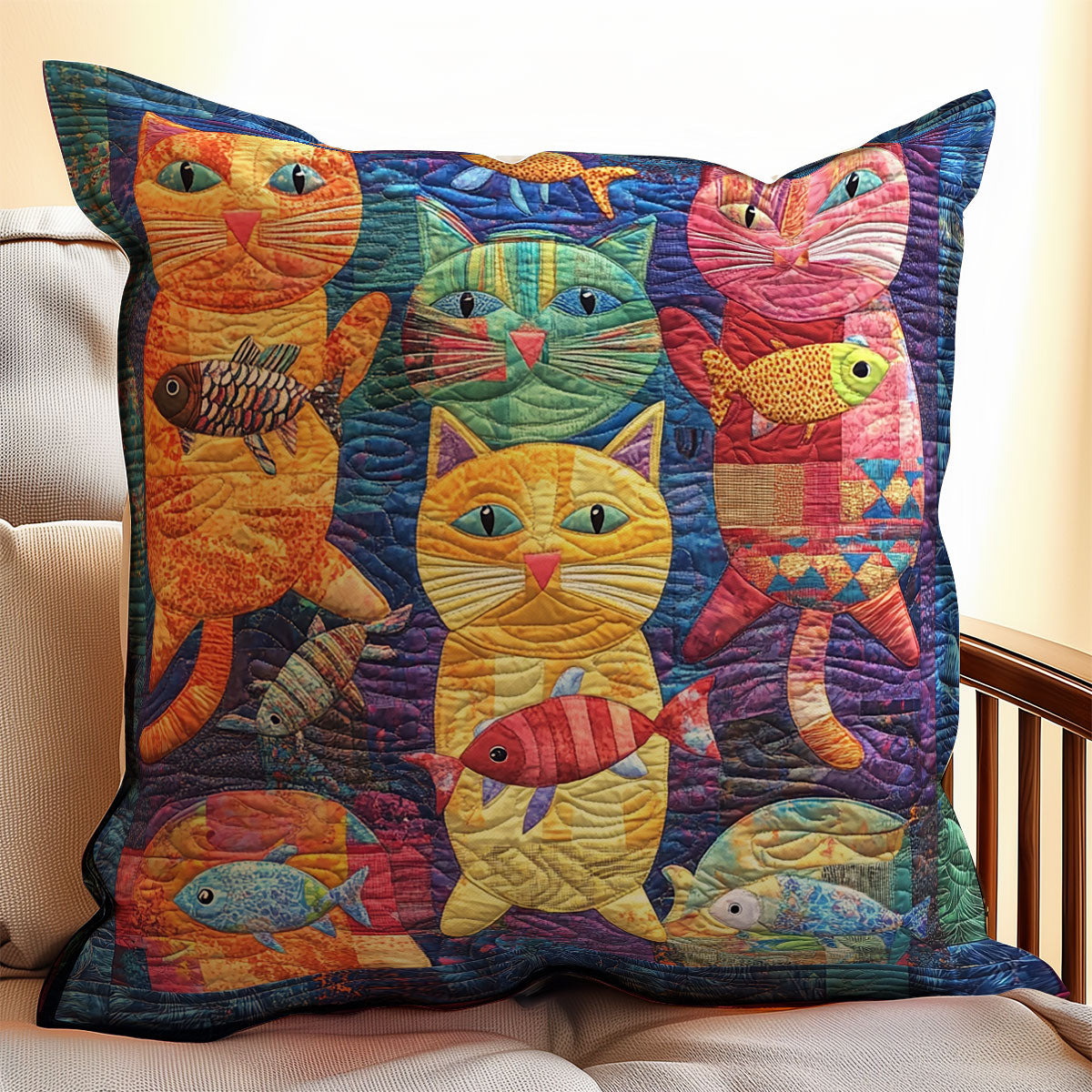 Vibrant Cute Cat WX1302389CL Quilt Pillow Case