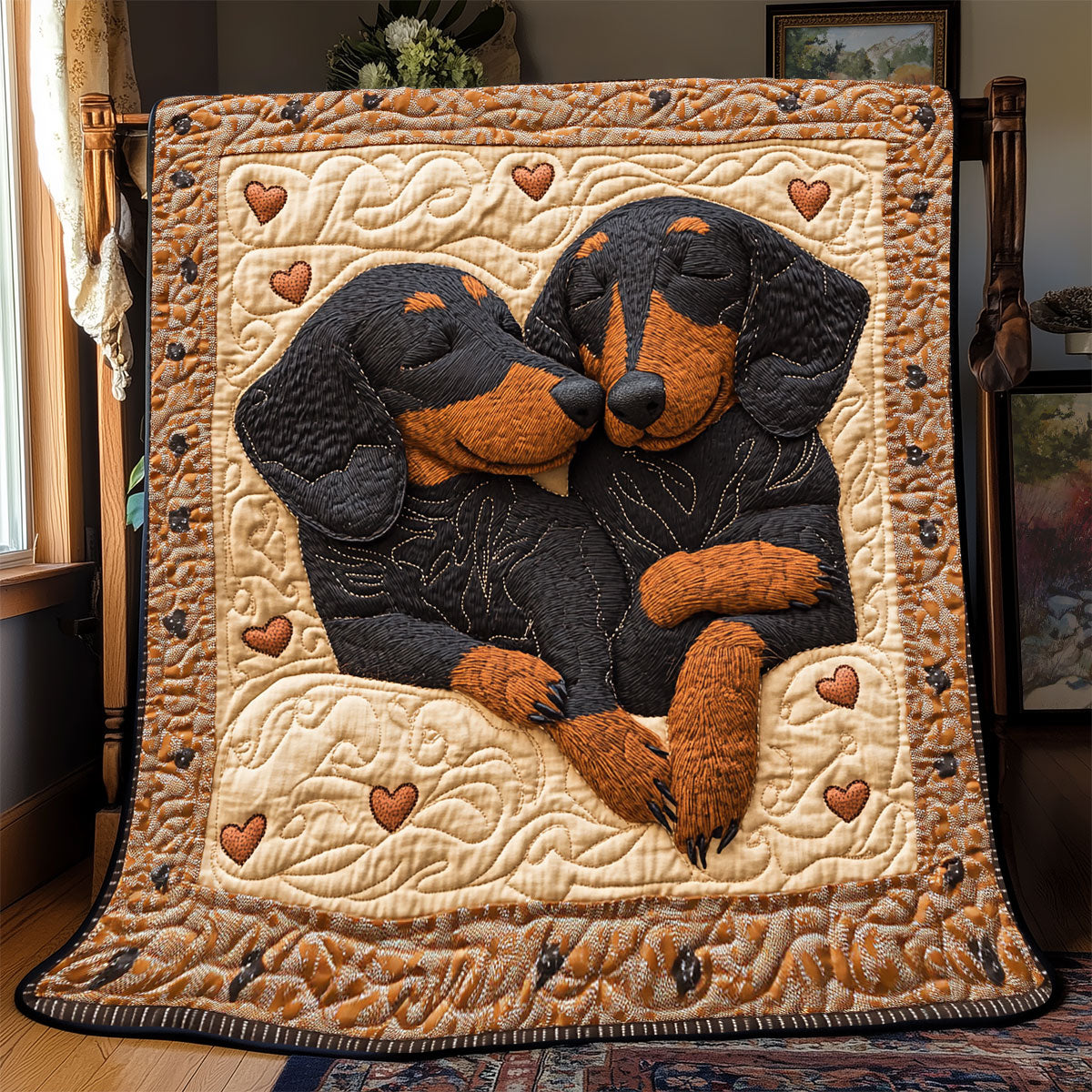 Lovely Dachshund WX1802012CL Quilt