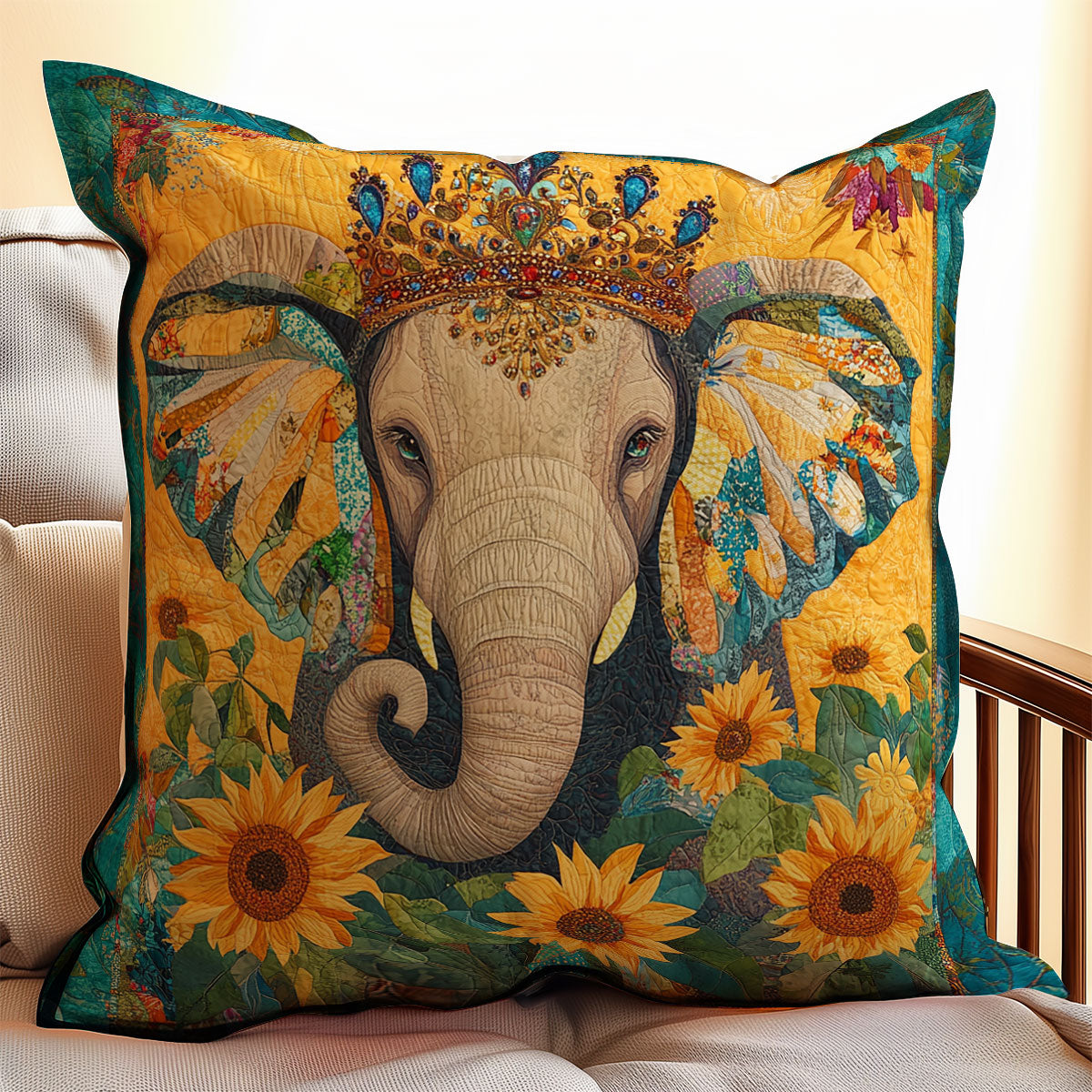 Elephant Sunflower WX1401069CL Quilt Pillow Case