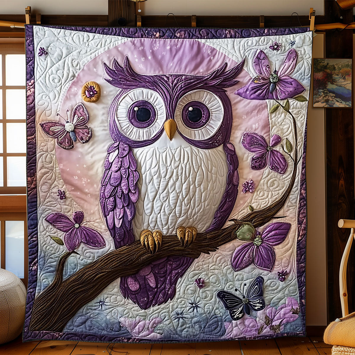 Enchanted Violet Owl WJ1701008CL Quilt