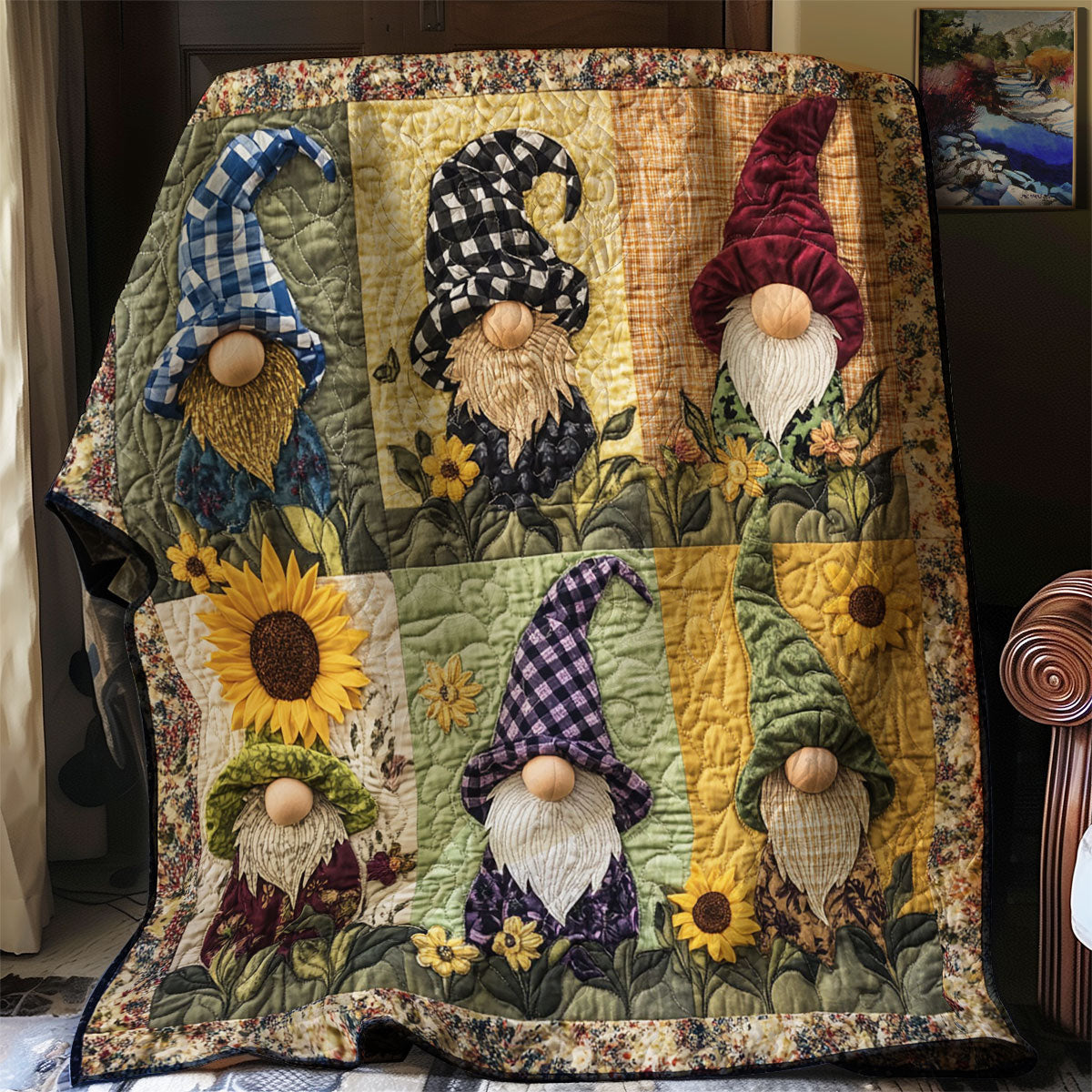 Sunflower Gnome WJ0301021CL Quilt