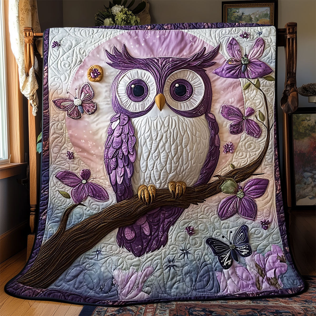 Enchanted Violet Owl WJ1701008CL Quilt