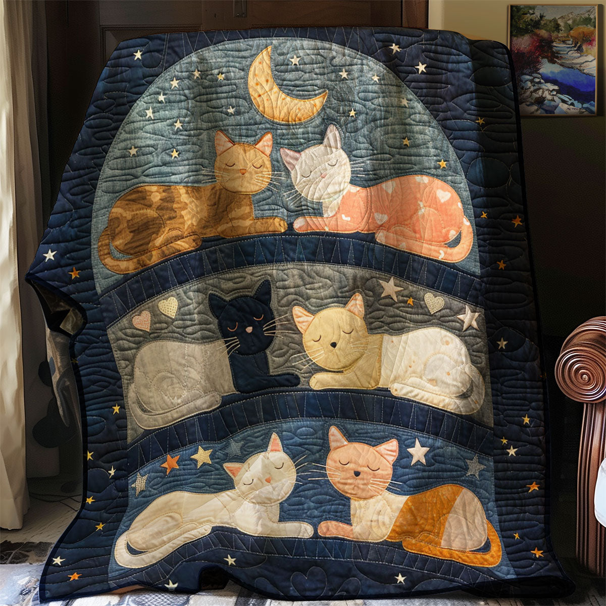 Sleeping Cat To The Moon WJ1303023CL Quilt