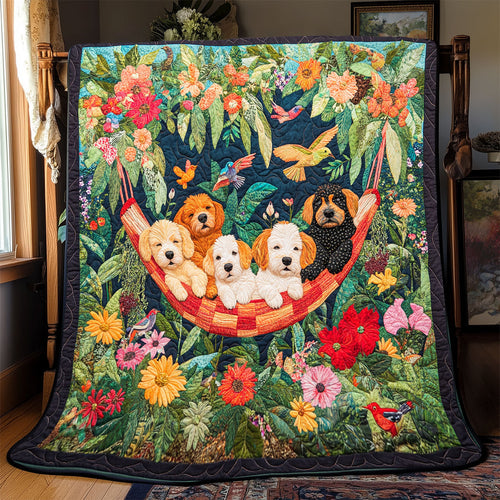 Cute Dog In Garden WX0302012CL Quilt