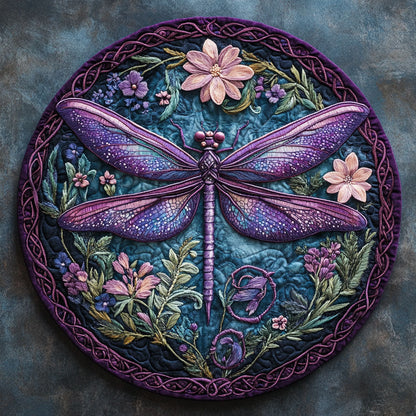 Majestic Dragonfly WX1403128CL Quilted Round Mat