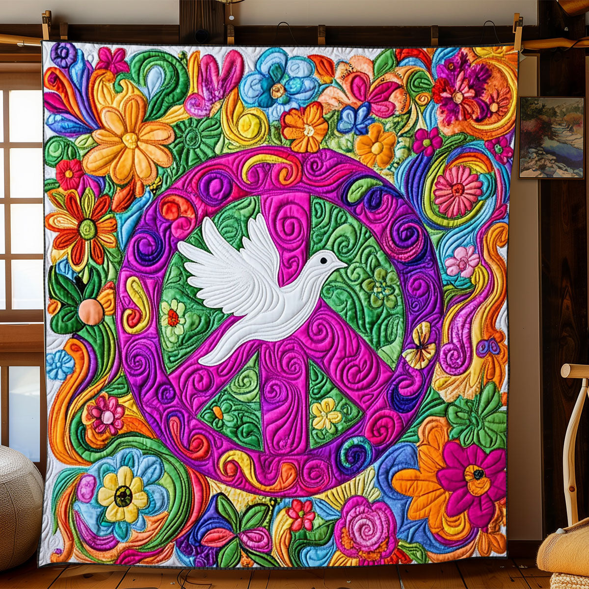 Hippie Peace Dove WJ0602014CL Quilt