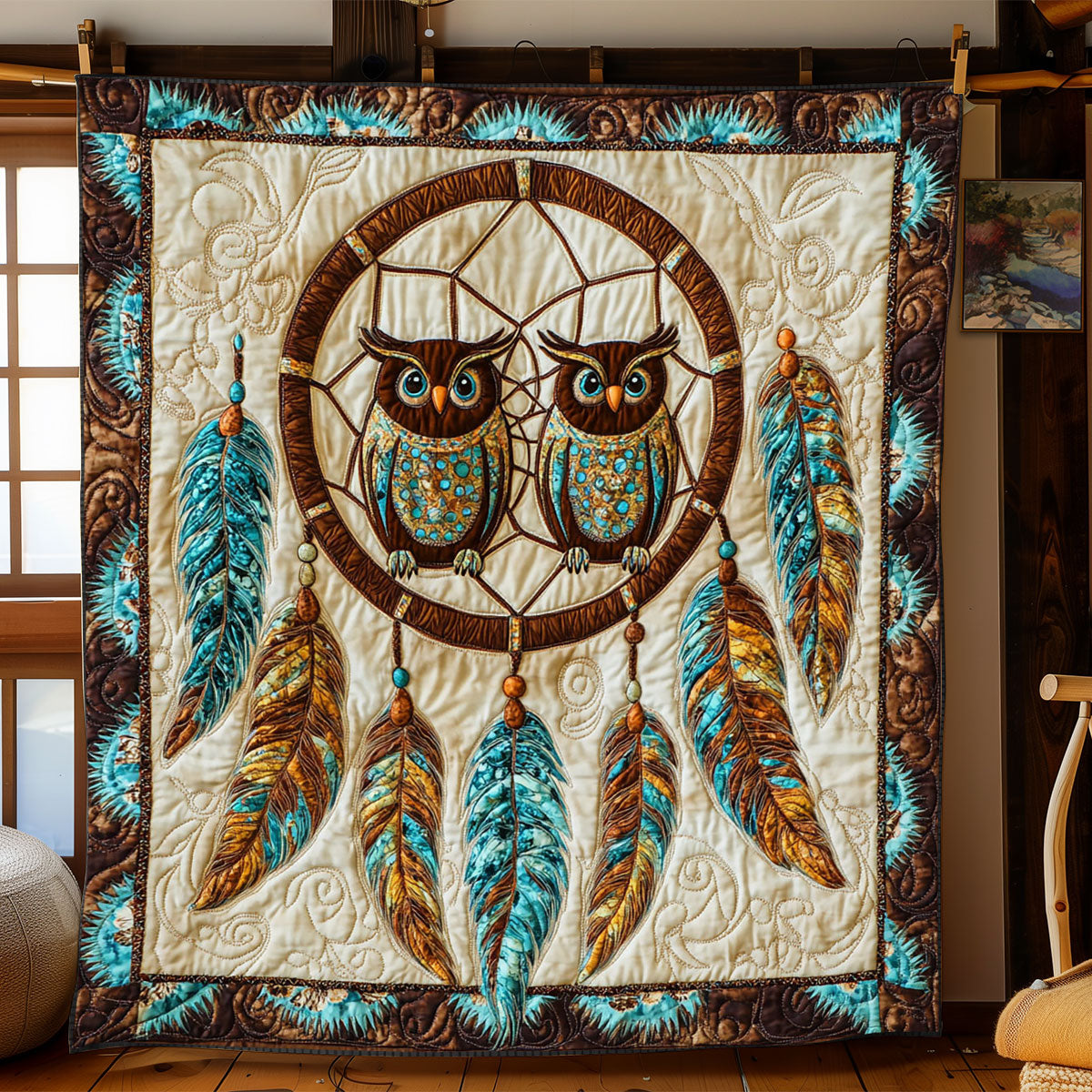 Native Dreamcatcher Owl WJ2301023CL Quilt